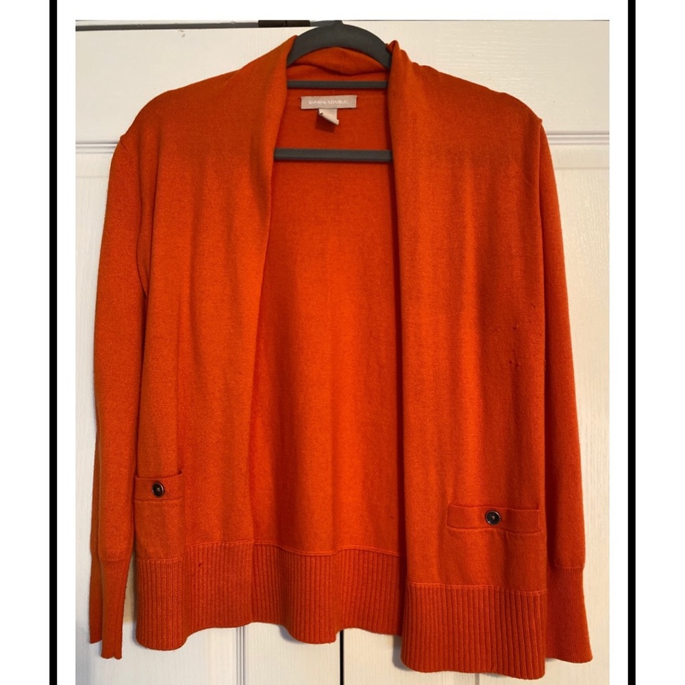 Merino Cardigan Sweater - Orange